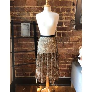 Urban Outfitters Cheetah Print Mesh Midi Skirt